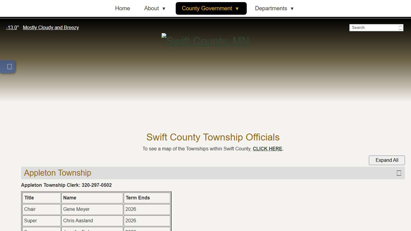 Township Officials - Swift County, MN