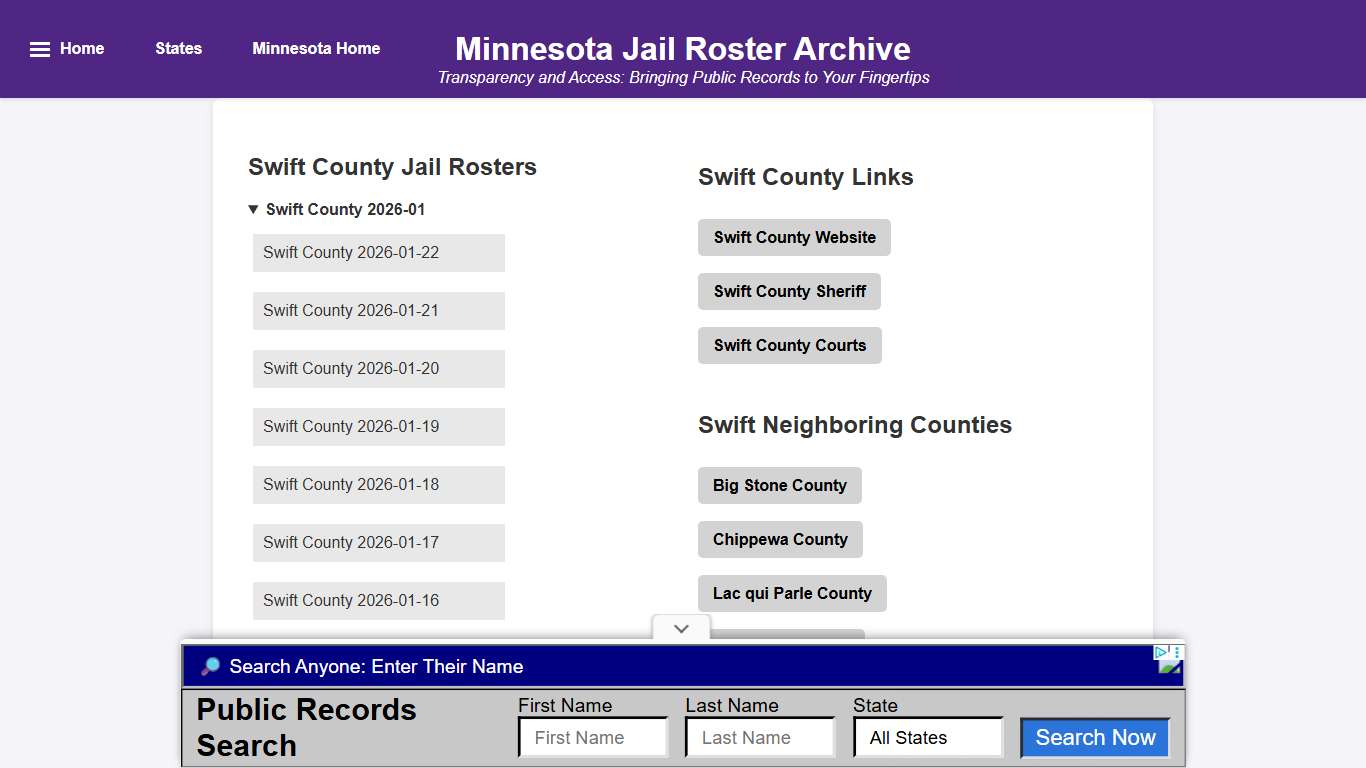 Swift County - Minnesota Jail Rosters
